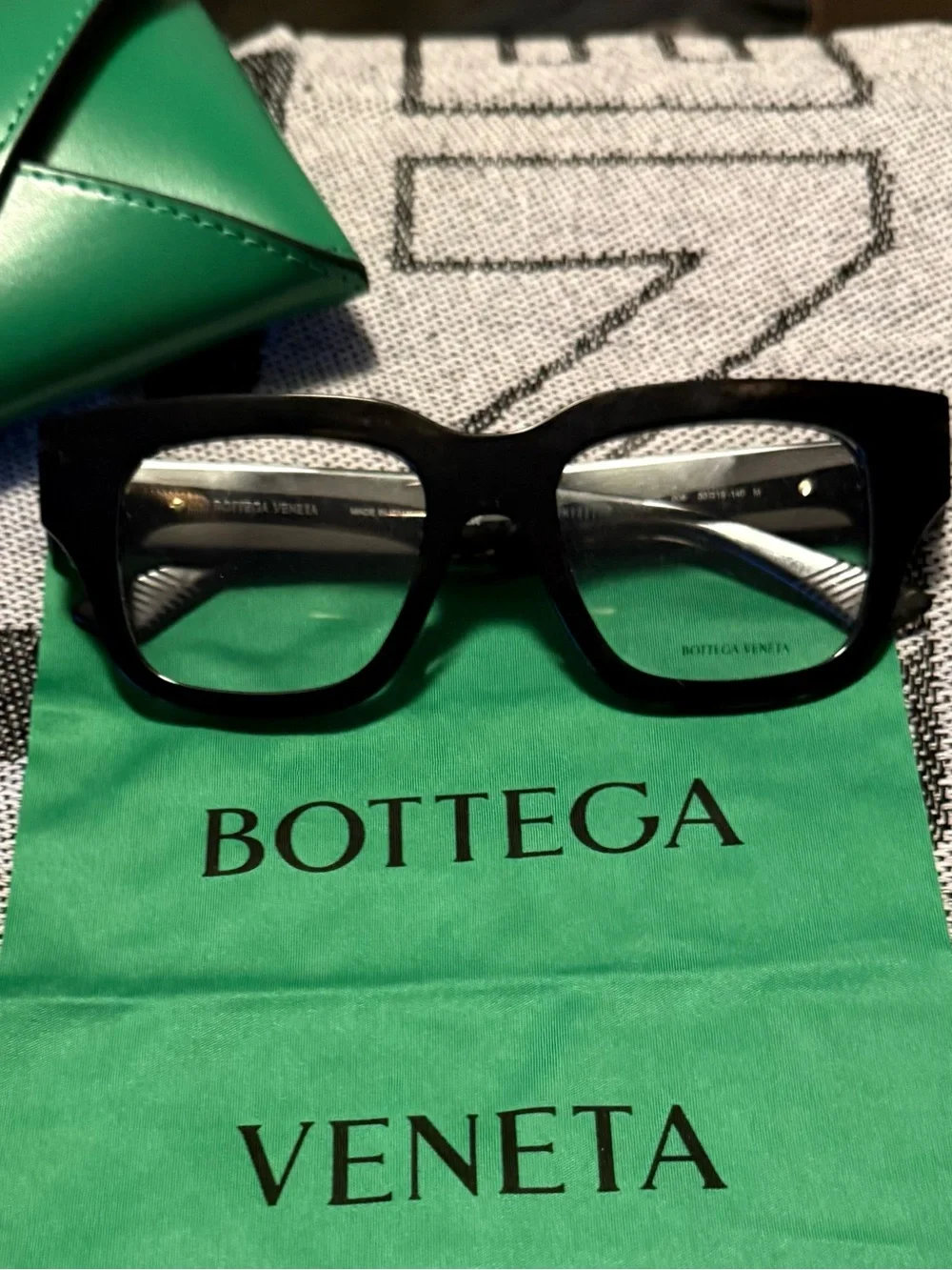 Bottega Veneta Black Square Frame Eyeglasses
